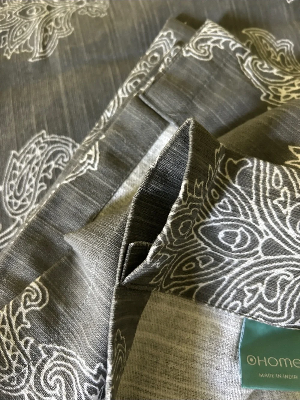 Gray Paisley Printed Shower Curtain… like new !!